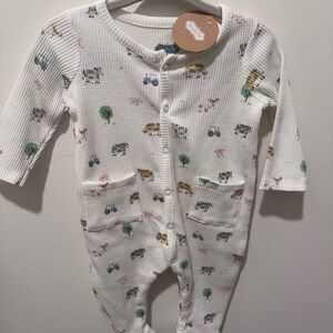 Mud Pie White Animal Print Kids Footie